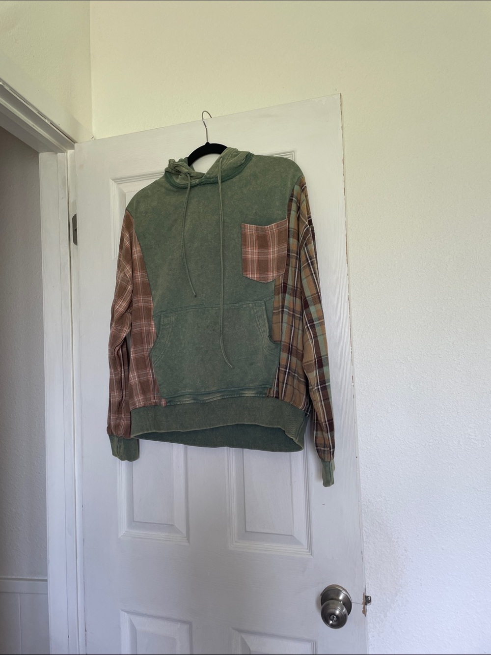 Plaid patchwork hoodie